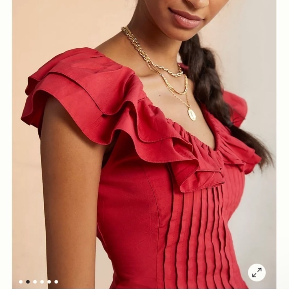 NWT Anthropologie Pintucked Ruffle Blouse by Forever That Girl - Picture 3 of 6